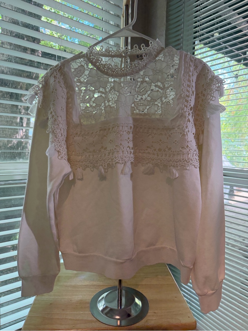 Sea New York White Lace Yoke Sweatshirt
